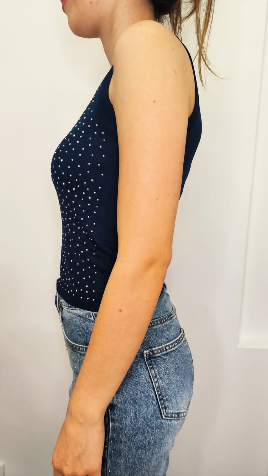 Top "GALASSIA" con brillantini