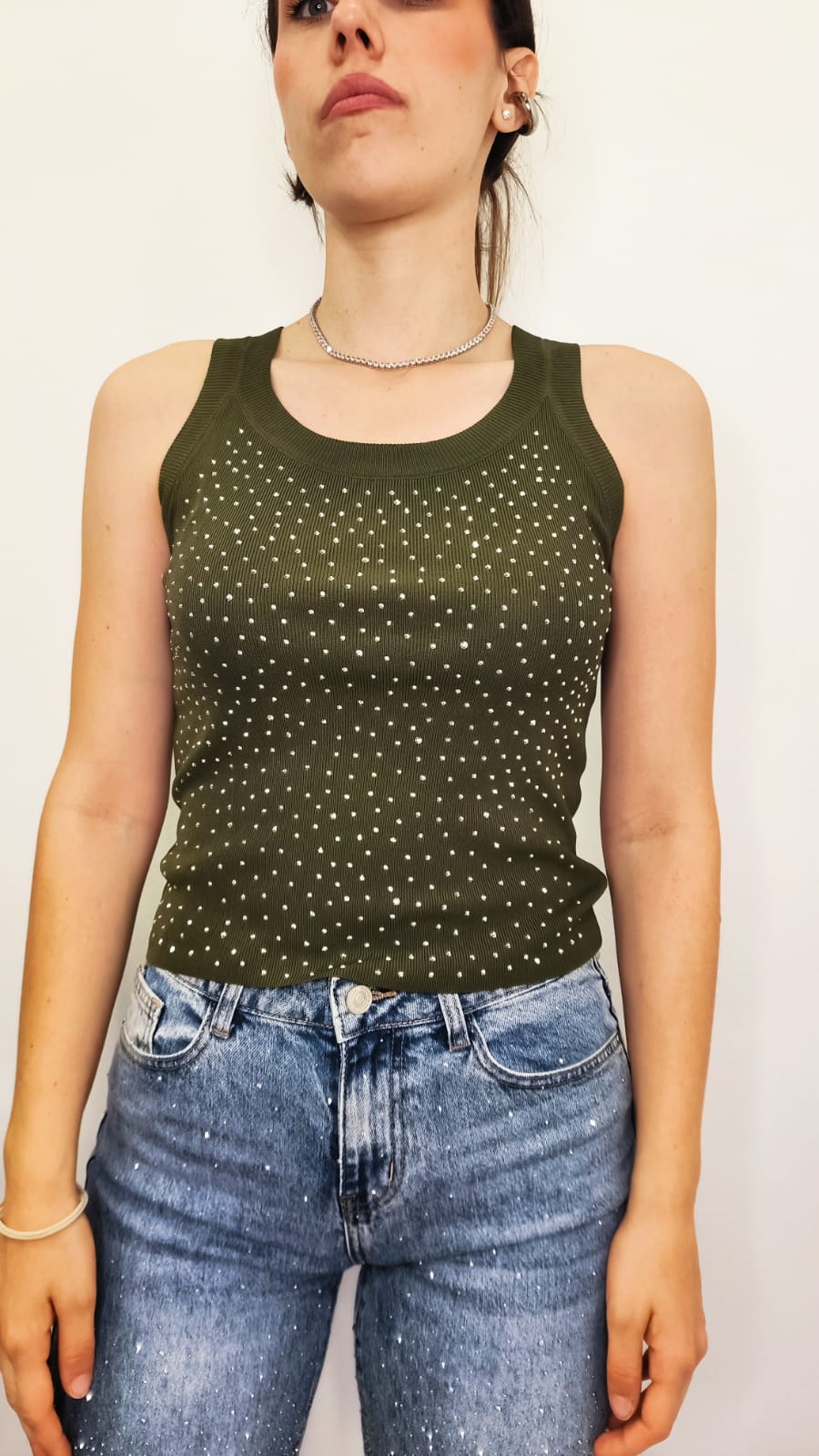Top "GALASSIA" con brillantini