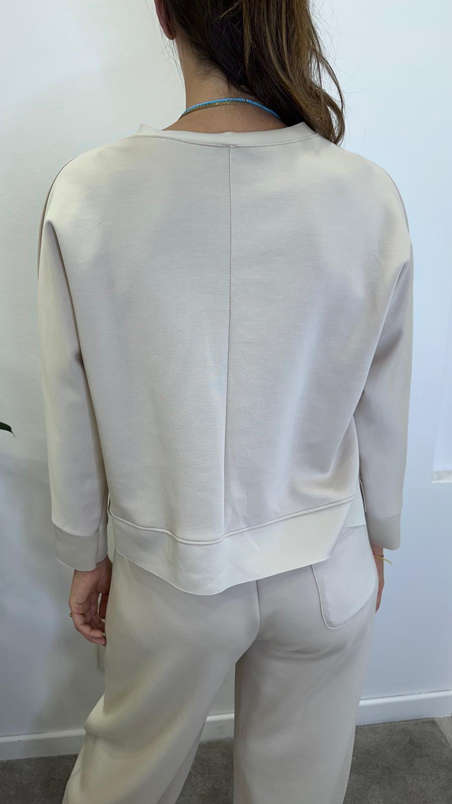 Felpa girocollo "CANDY" con inserti raso