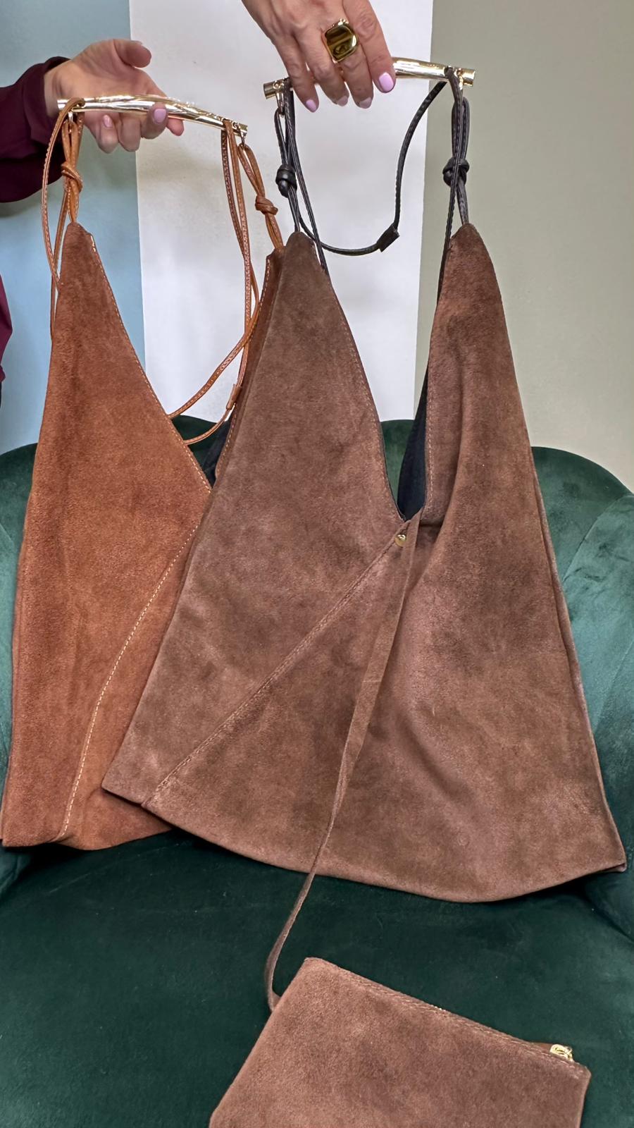 Borsa grande modello BS5589 in pelle scamosciata