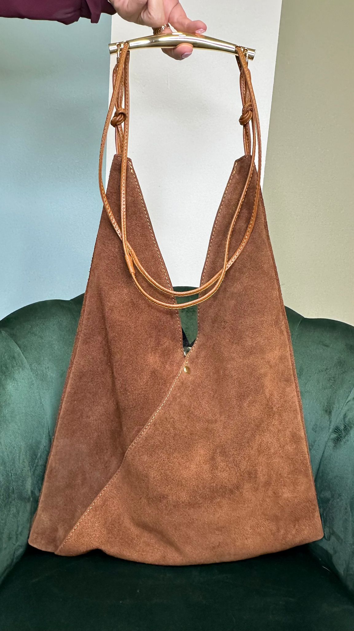 Borsa grande modello BS5589 in pelle scamosciata
