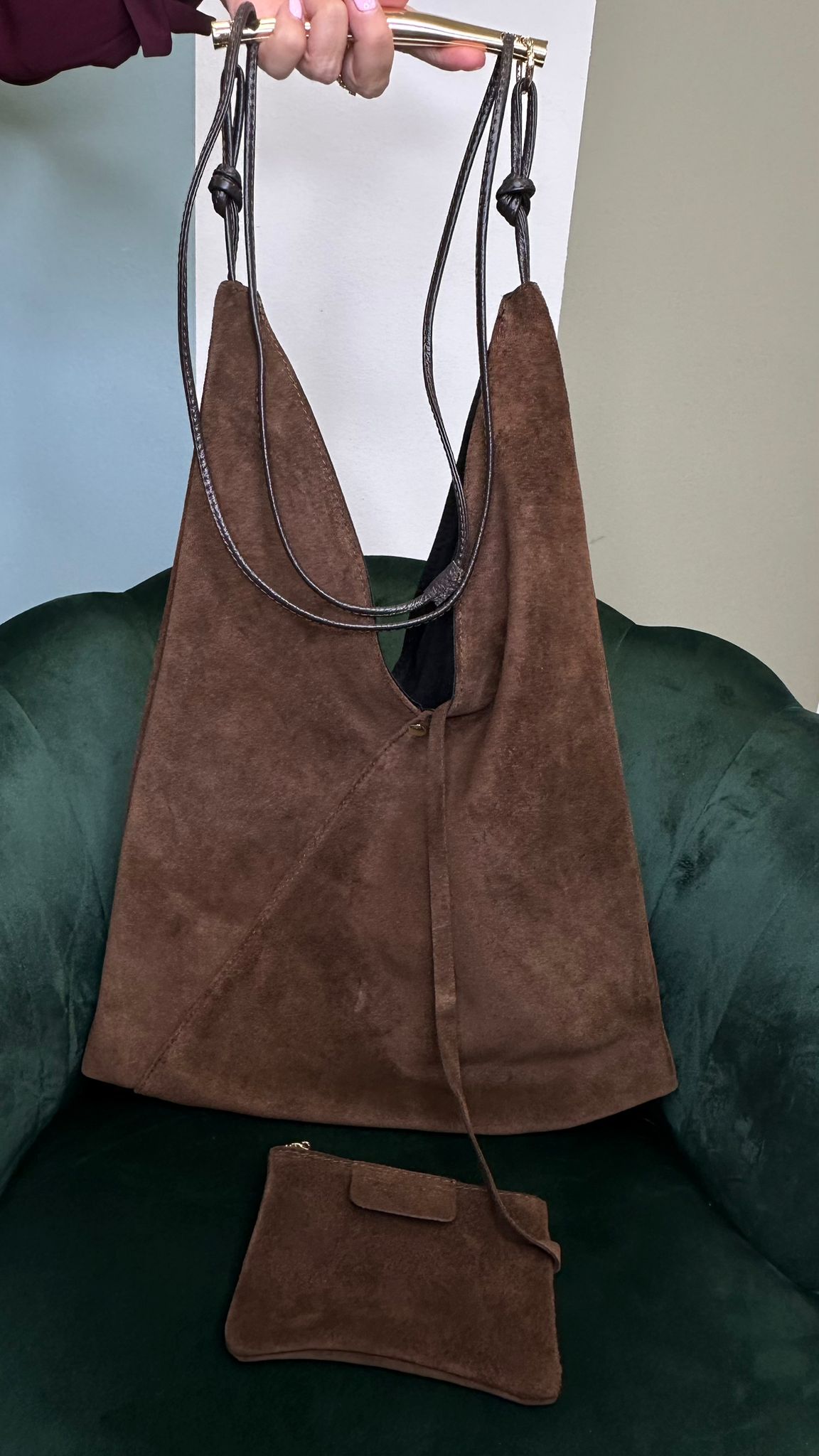 Borsa grande modello BS5589 in pelle scamosciata
