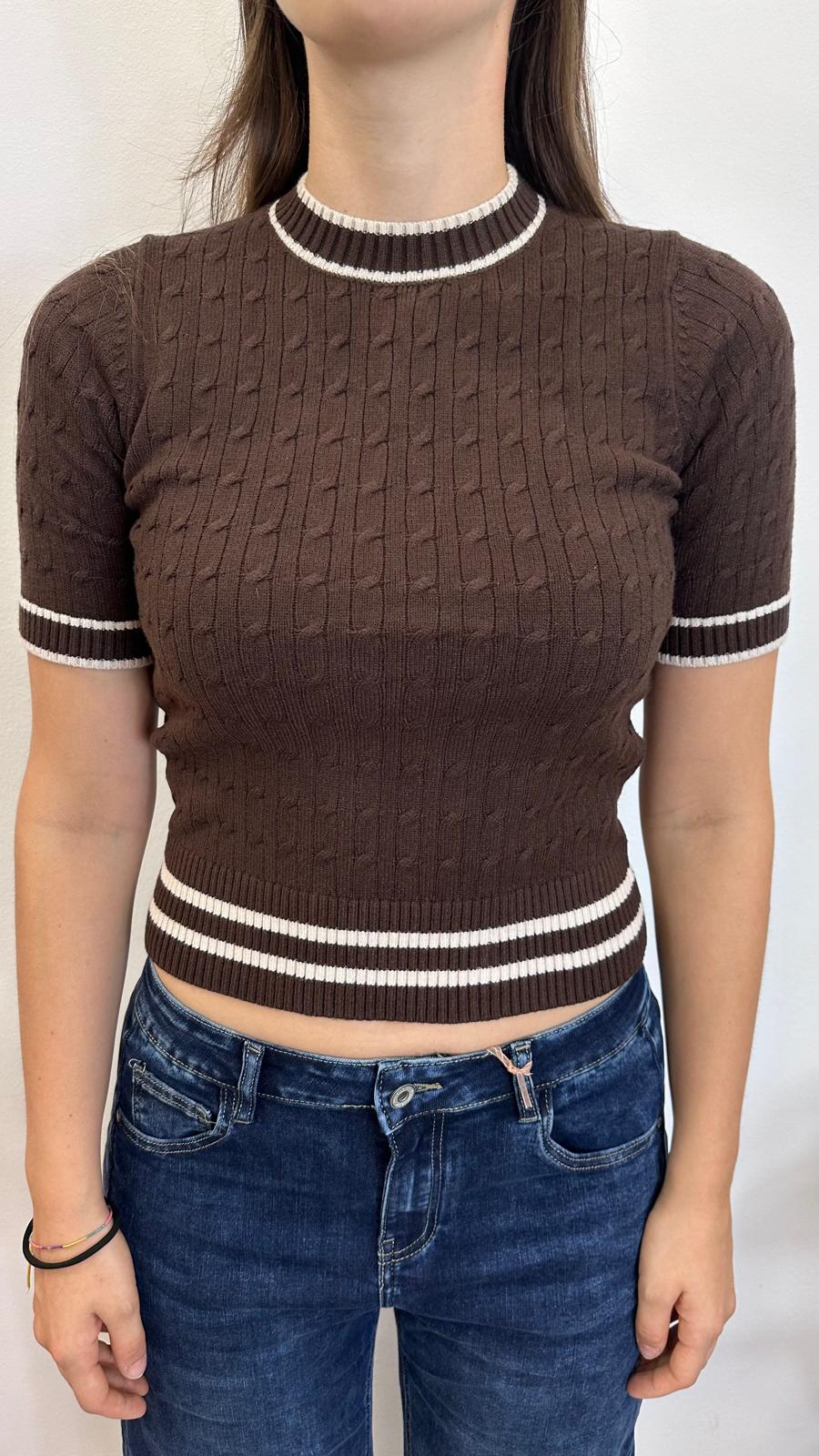 Maglia "TWIN" con maniche corte a trecce