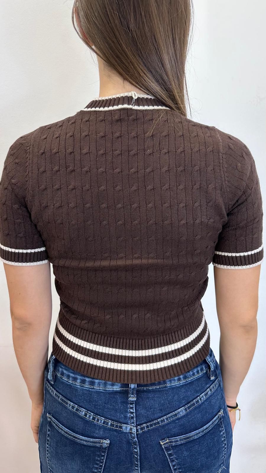 Maglia "TWIN" con maniche corte a trecce