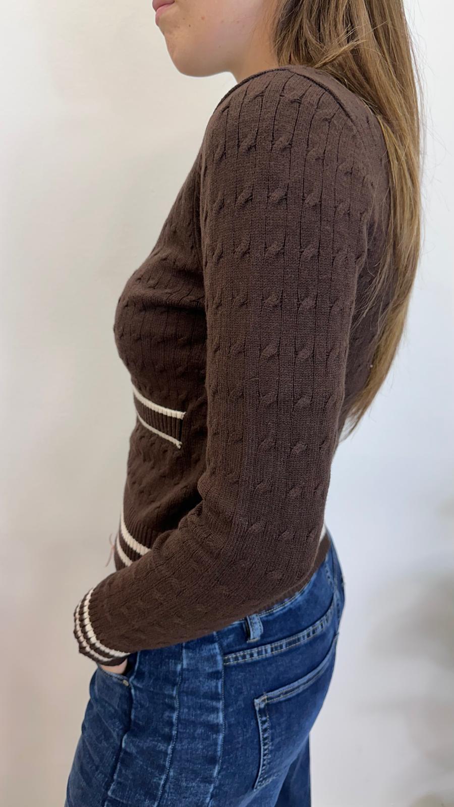 Cardigan "OPEN" con trecce