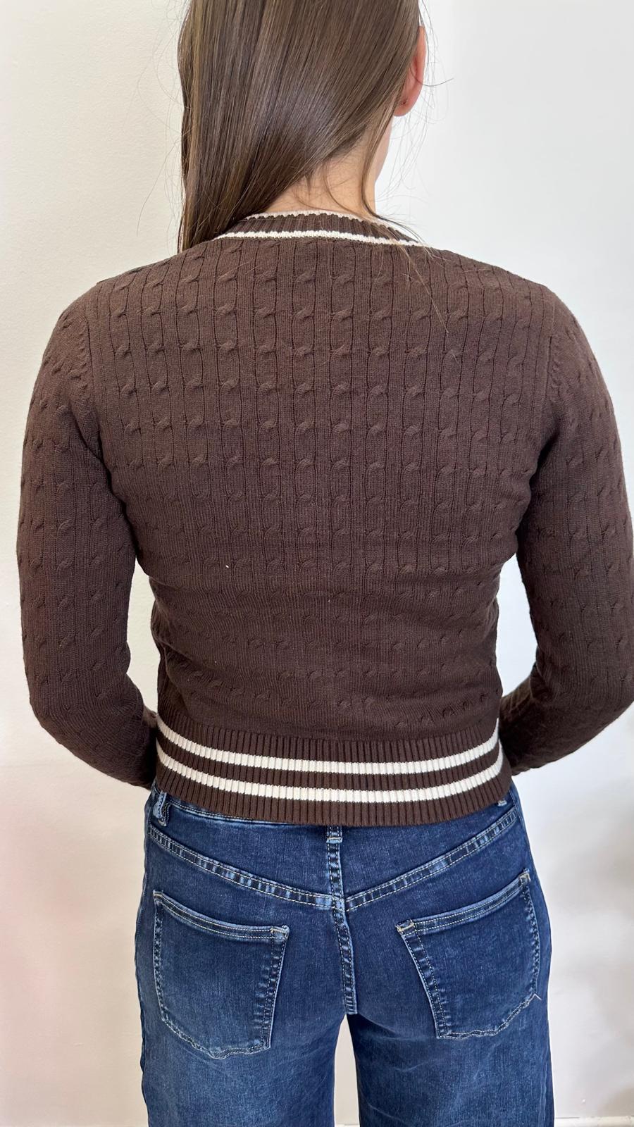 Cardigan "OPEN" con trecce