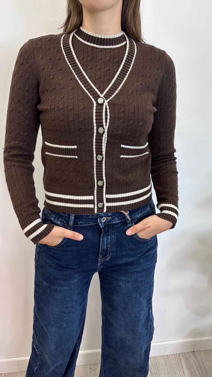 Cardigan "OPEN" con trecce