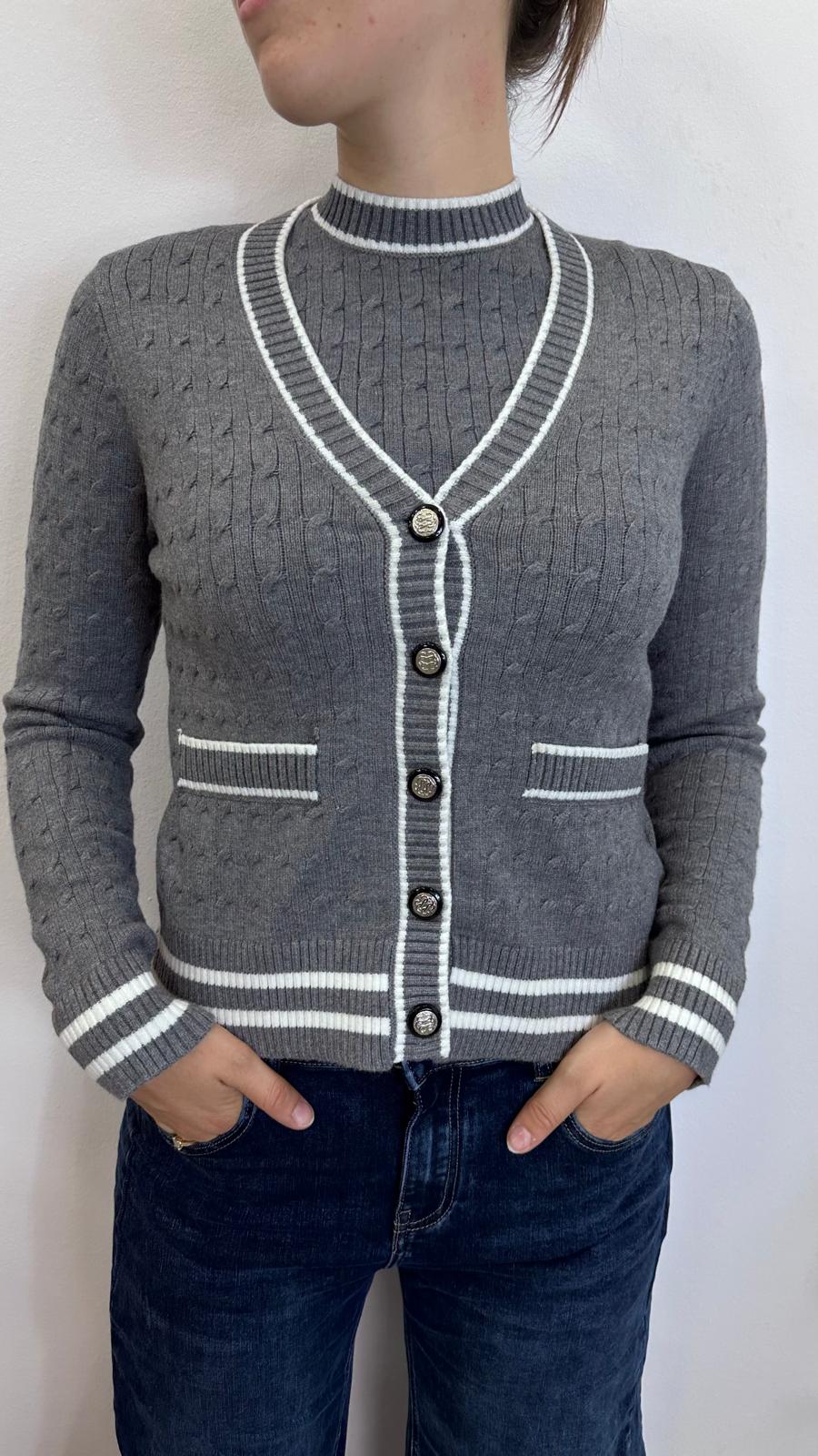 Cardigan "OPEN" con trecce
