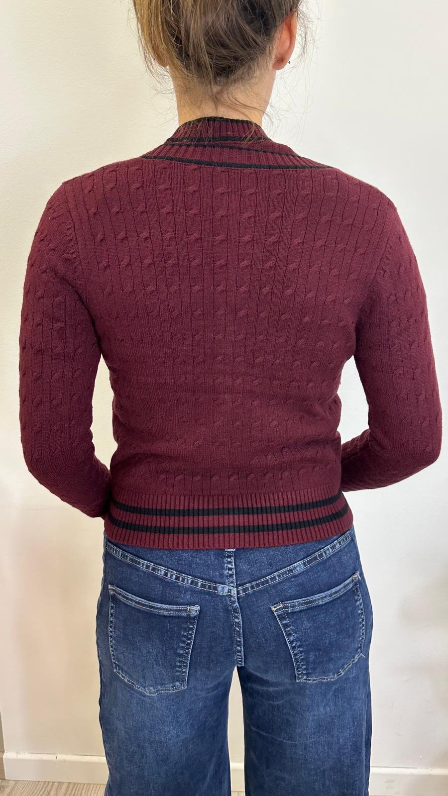 Cardigan "OPEN" con trecce
