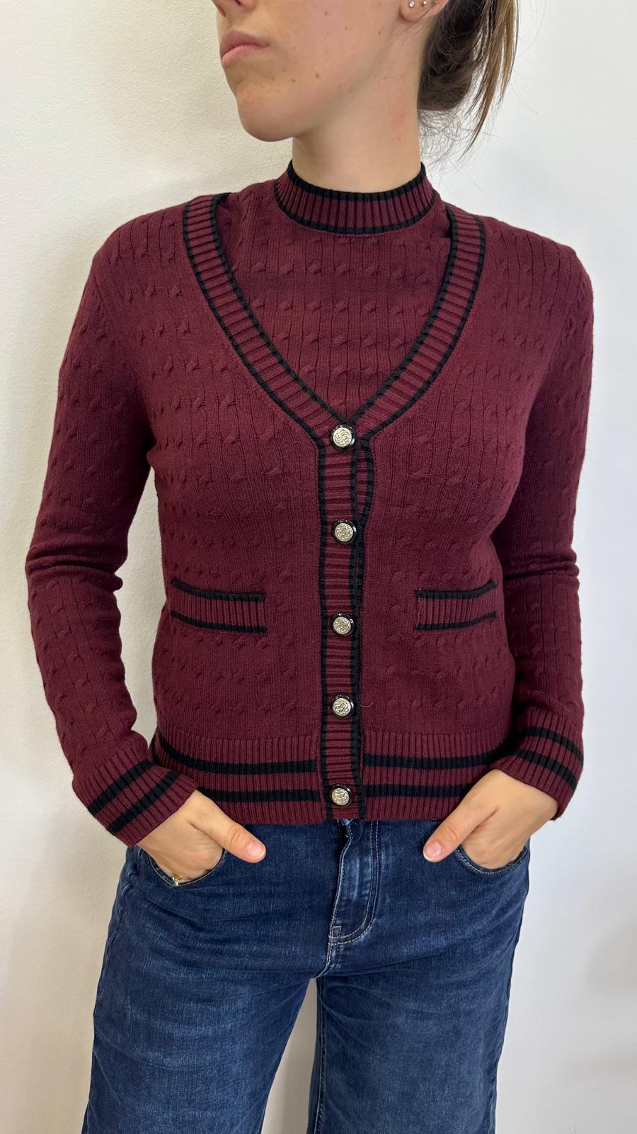 Cardigan "OPEN" con trecce