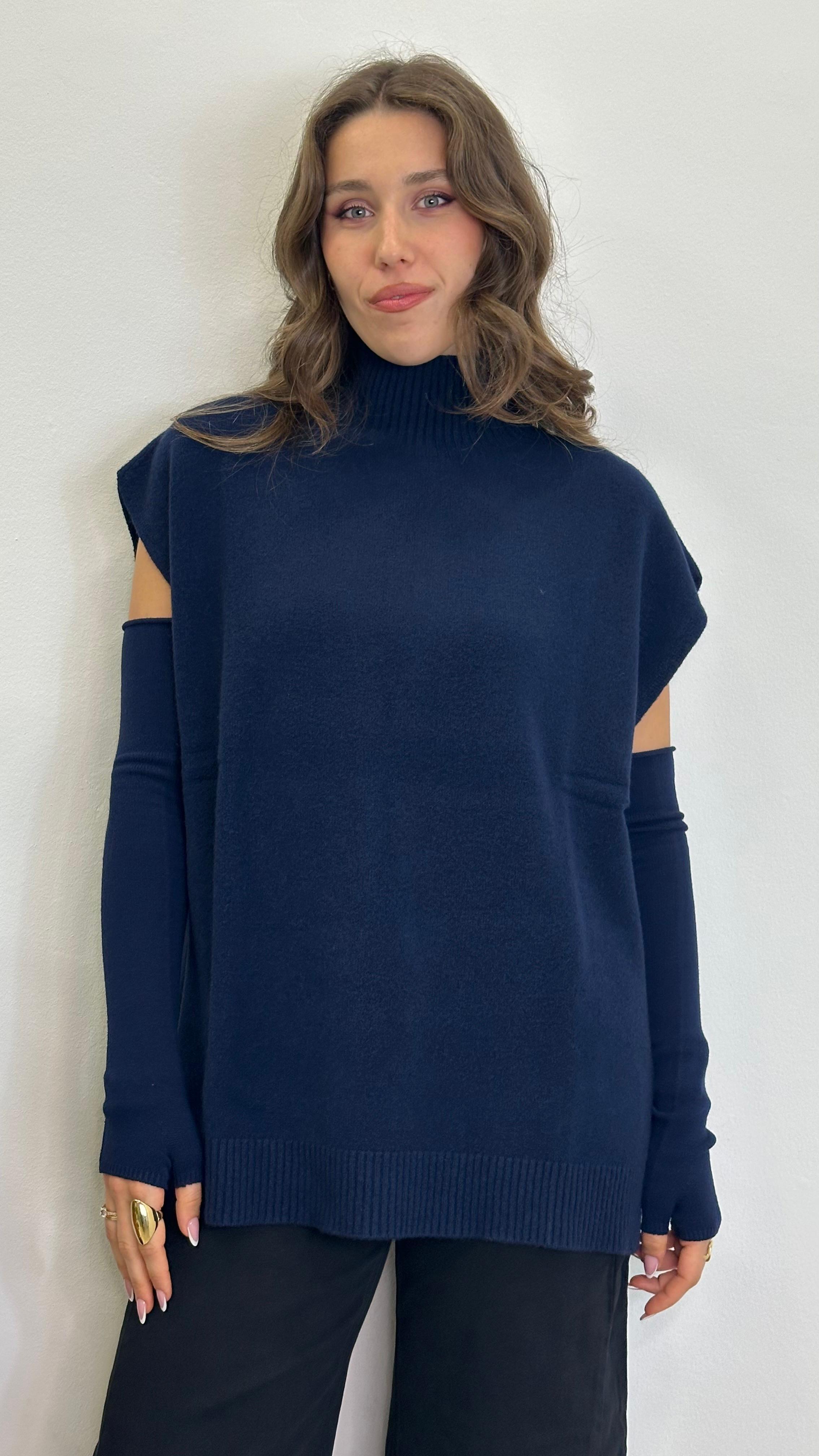Maglia Smanicata "LINDA" lunga con spacchi laterali