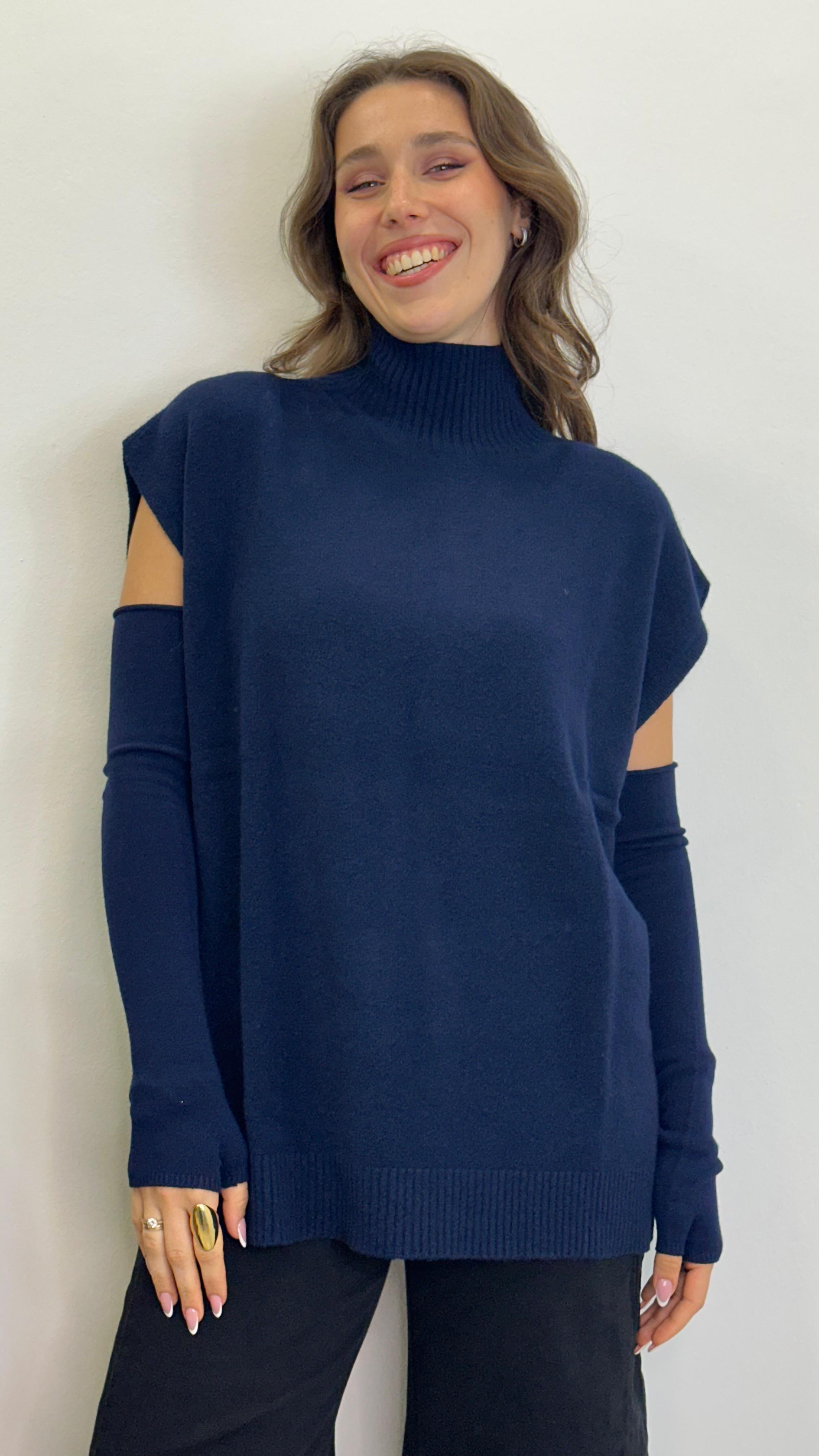 Maglia Smanicata "LINDA" lunga con spacchi laterali