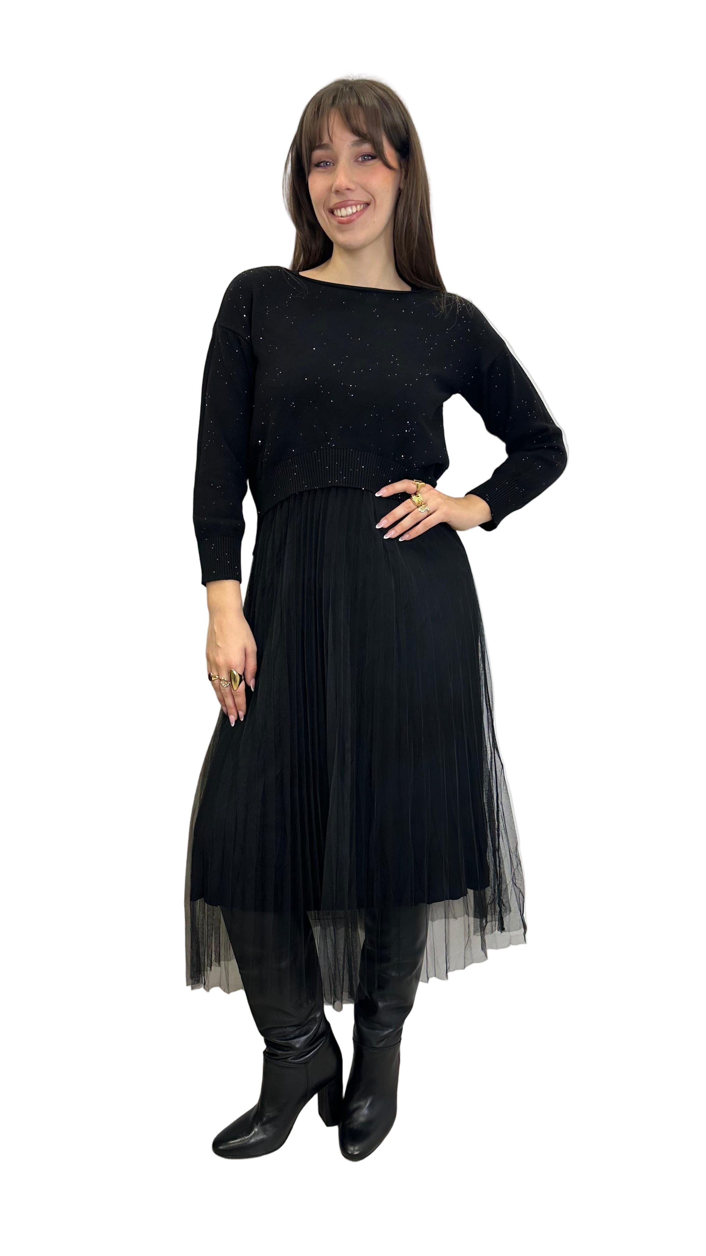 Abito "PECHINO" in maglia con punti luce