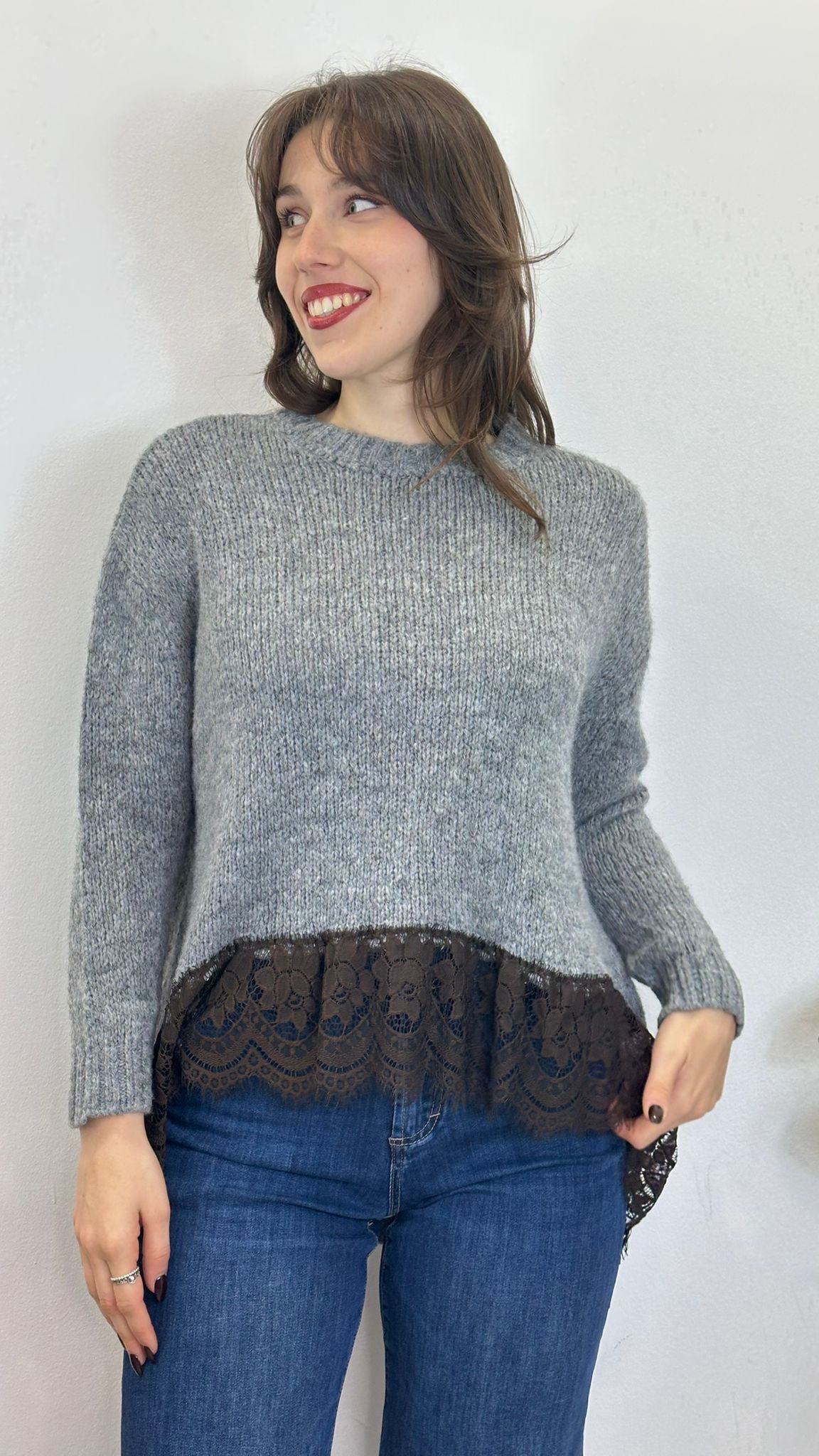 maglione "MILLIE" con dettaglio in pizzo