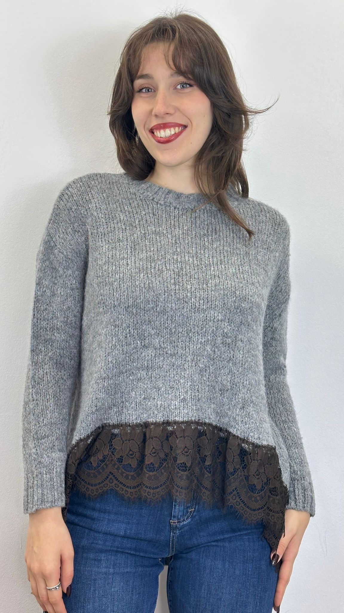 maglione "MILLIE" con dettaglio in pizzo