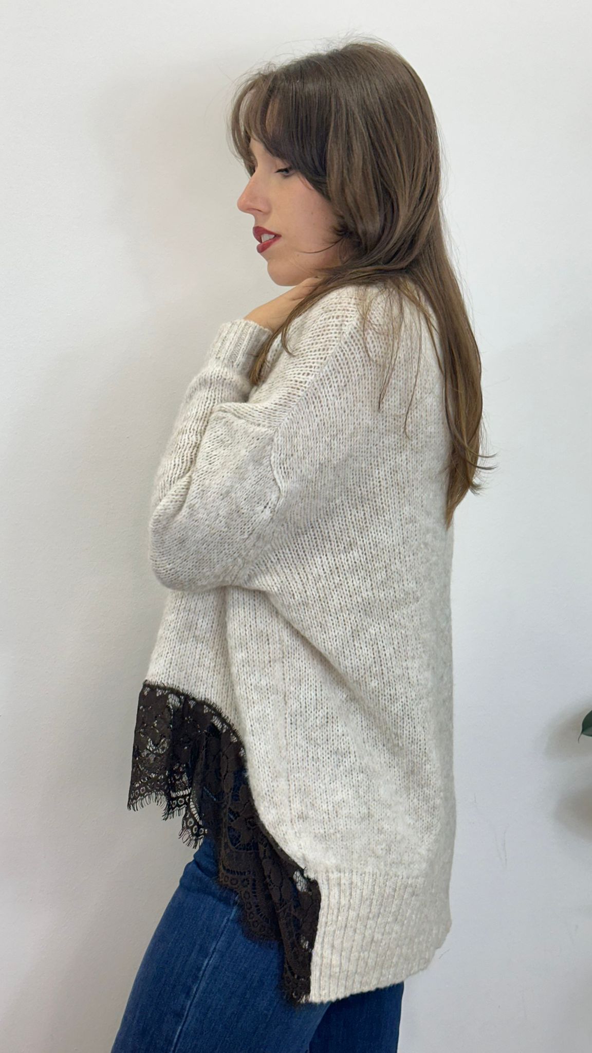 maglione "MILLIE" con dettaglio in pizzo