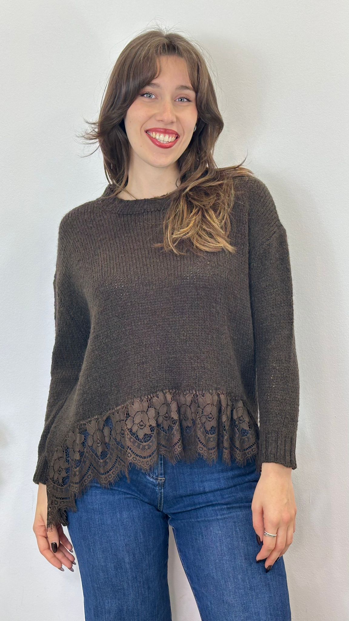 maglione "MILLIE" con dettaglio in pizzo