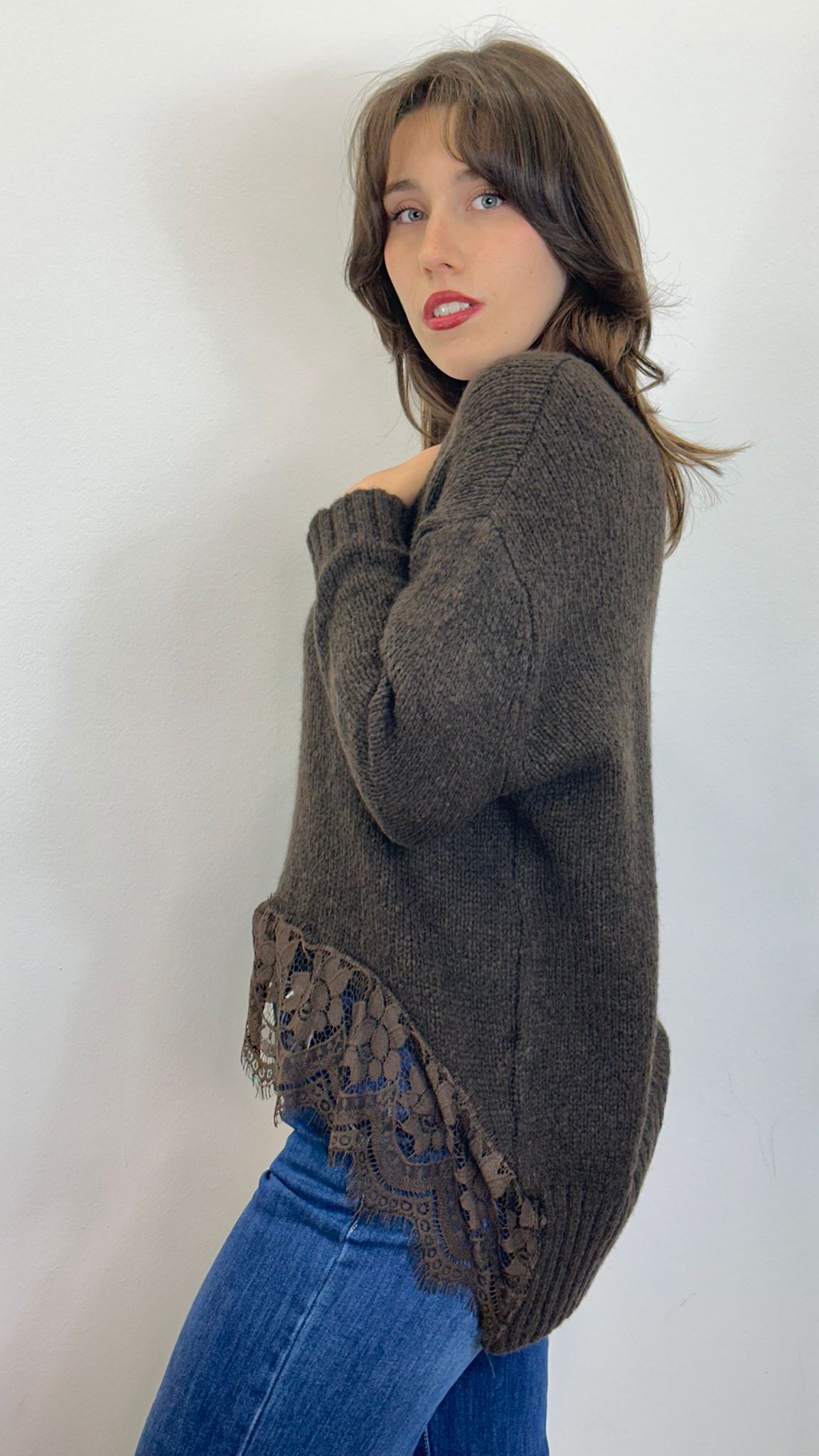 maglione "MILLIE" con dettaglio in pizzo