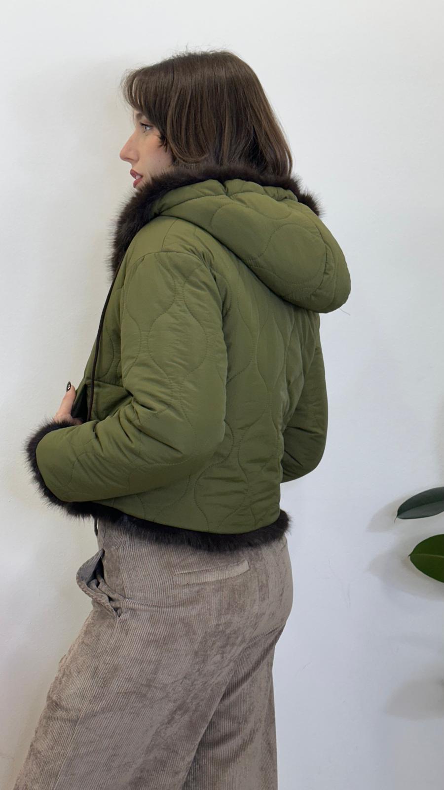 eco-pelliccia "VOLPE" reversibile con cappuccio