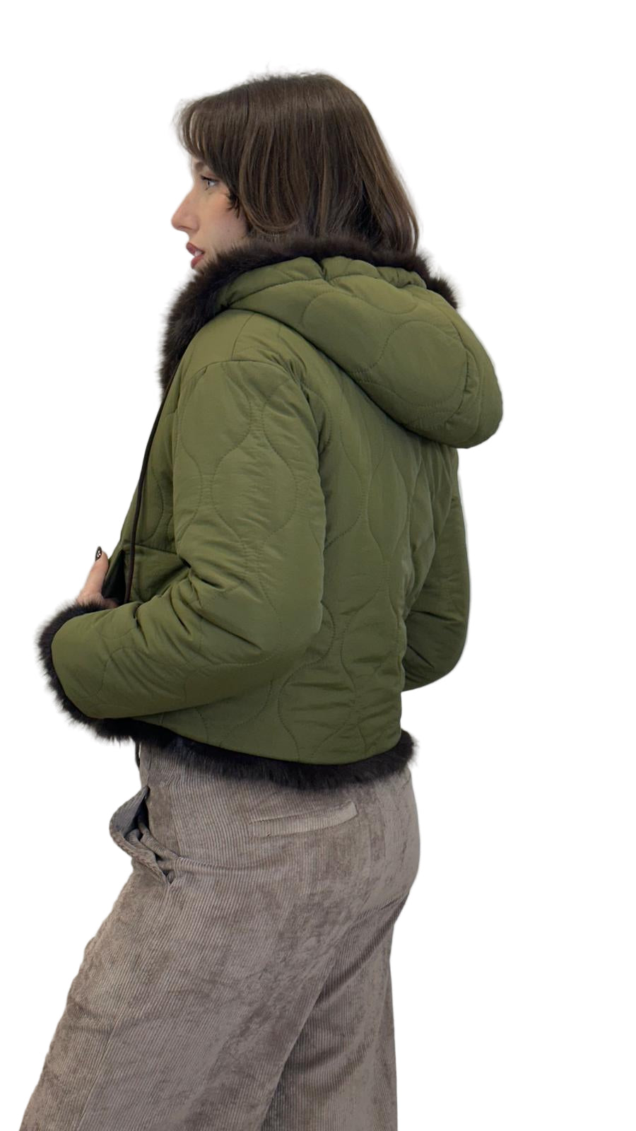 eco-pelliccia "VOLPE" reversibile con cappuccio