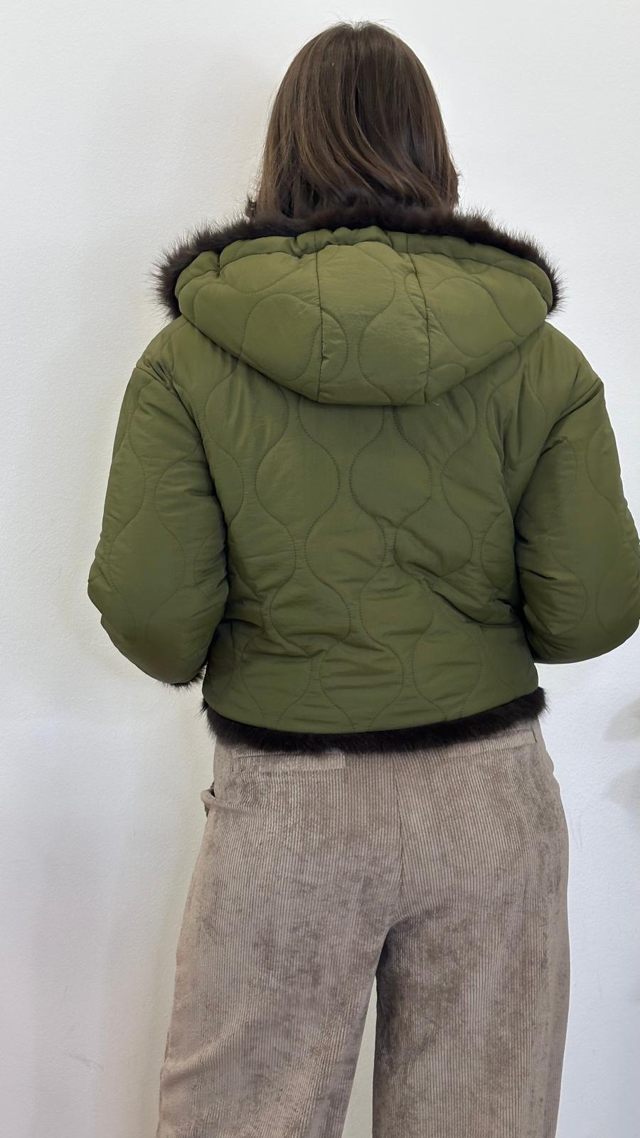 eco-pelliccia "VOLPE" reversibile con cappuccio