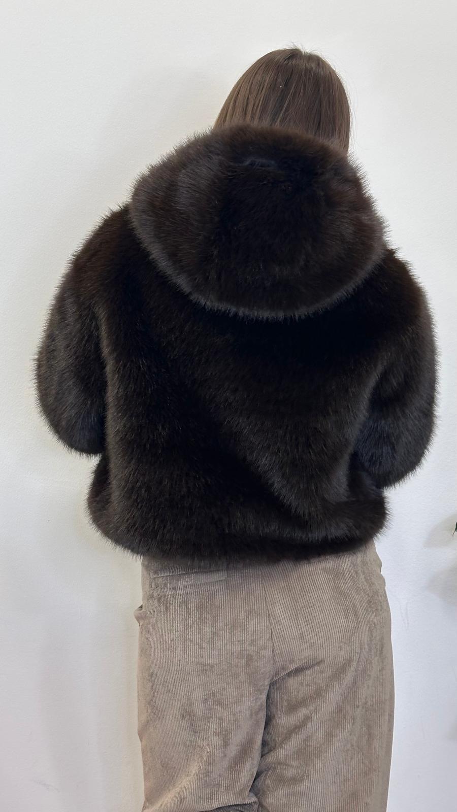 eco-pelliccia "VOLPE" reversibile con cappuccio