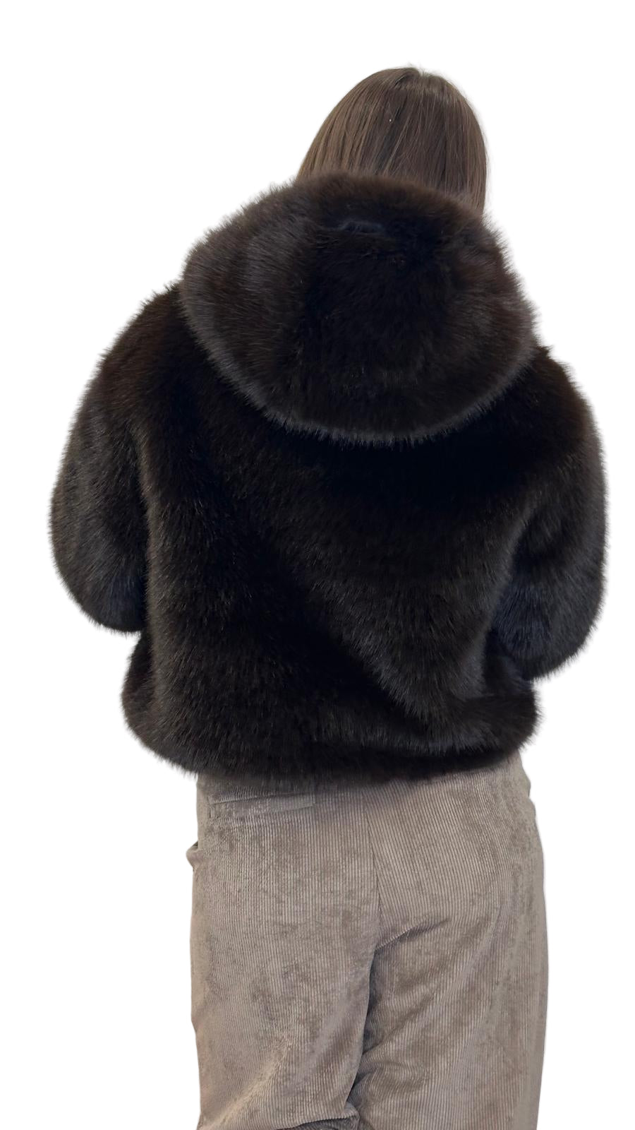 eco-pelliccia "VOLPE" reversibile con cappuccio