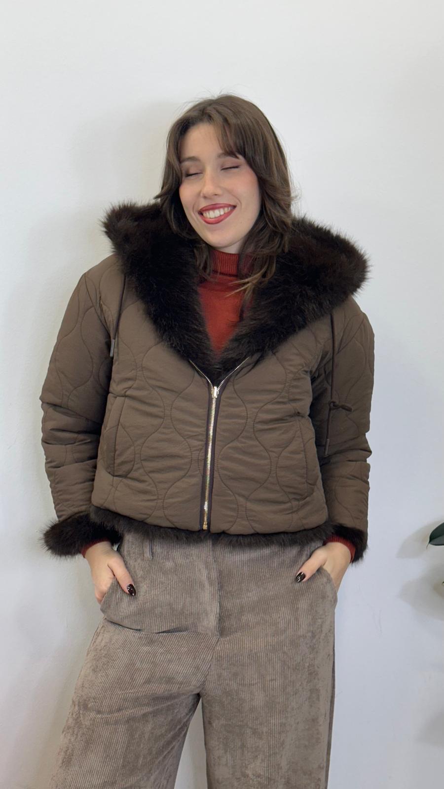 eco-pelliccia "VOLPE" reversibile con cappuccio
