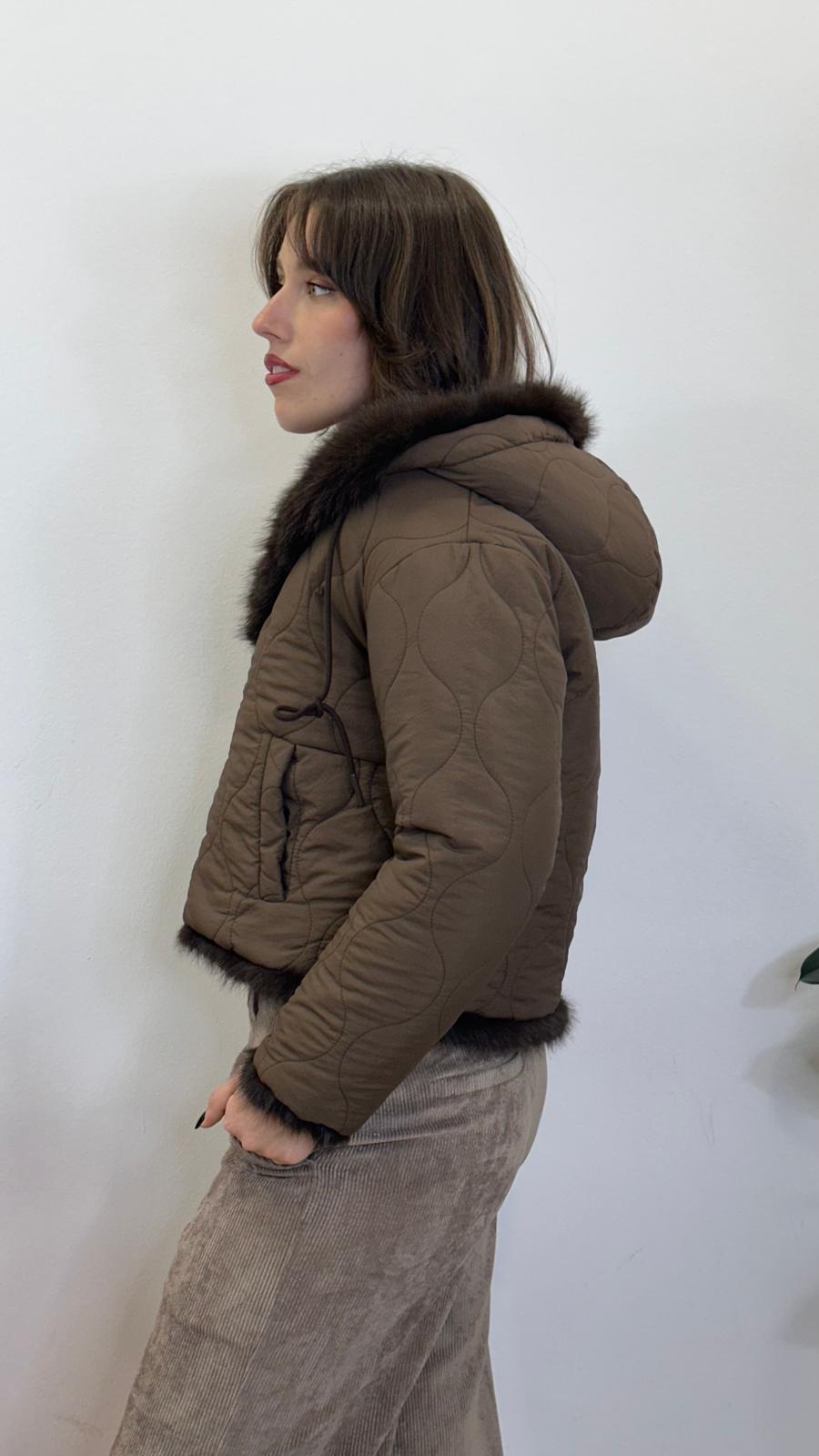 eco-pelliccia "VOLPE" reversibile con cappuccio