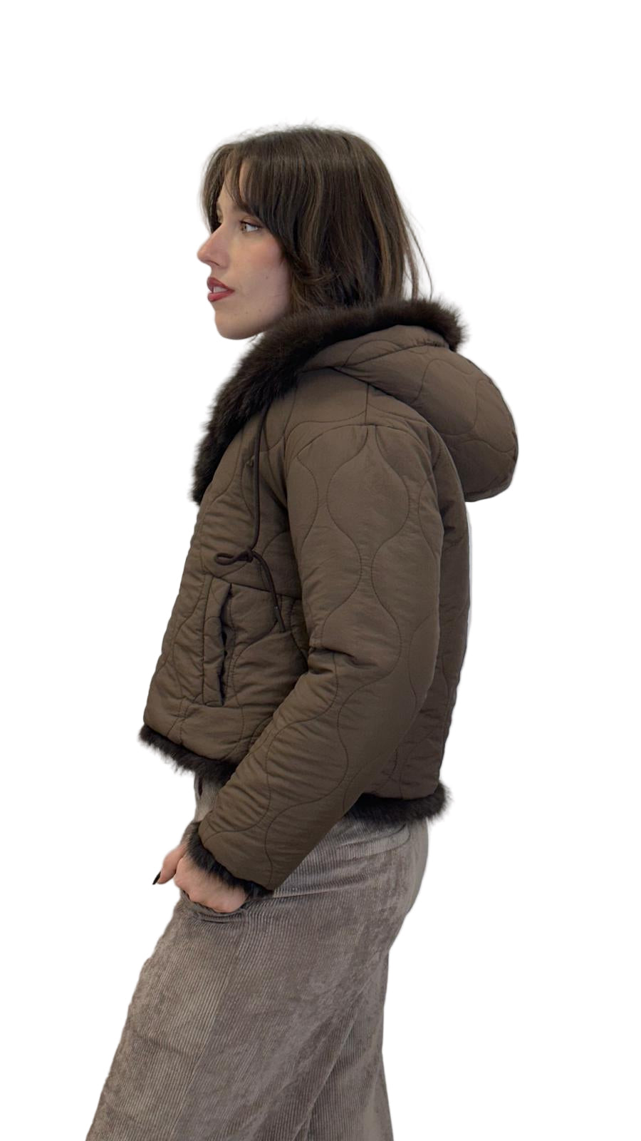 eco-pelliccia "VOLPE" reversibile con cappuccio