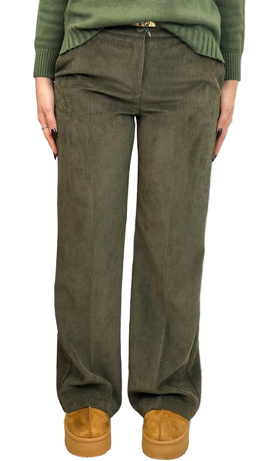 pantalone "LOVE" in velluto a costine