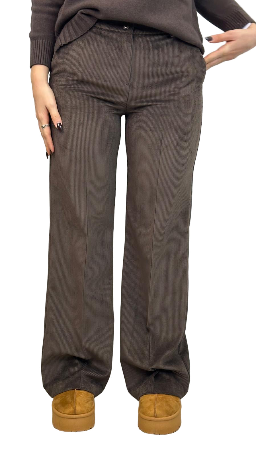 pantalone "LOVE" in velluto a costine