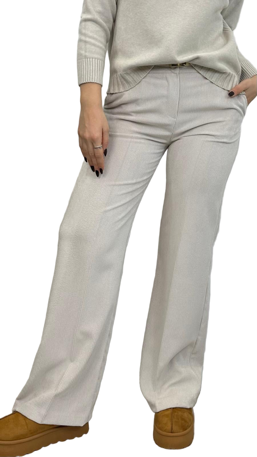 pantalone "LOVE" in velluto a costine