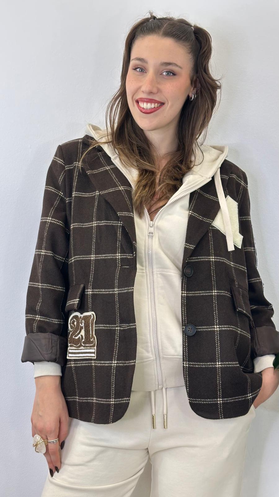Giacca "LOONEY" scozzese over in panno