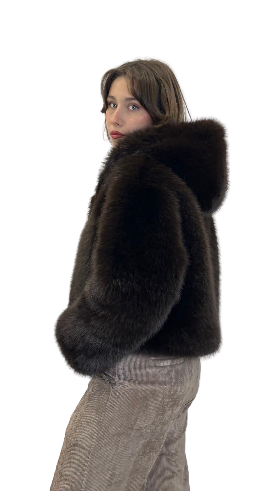 eco-pelliccia "VOLPE" reversibile con cappuccio