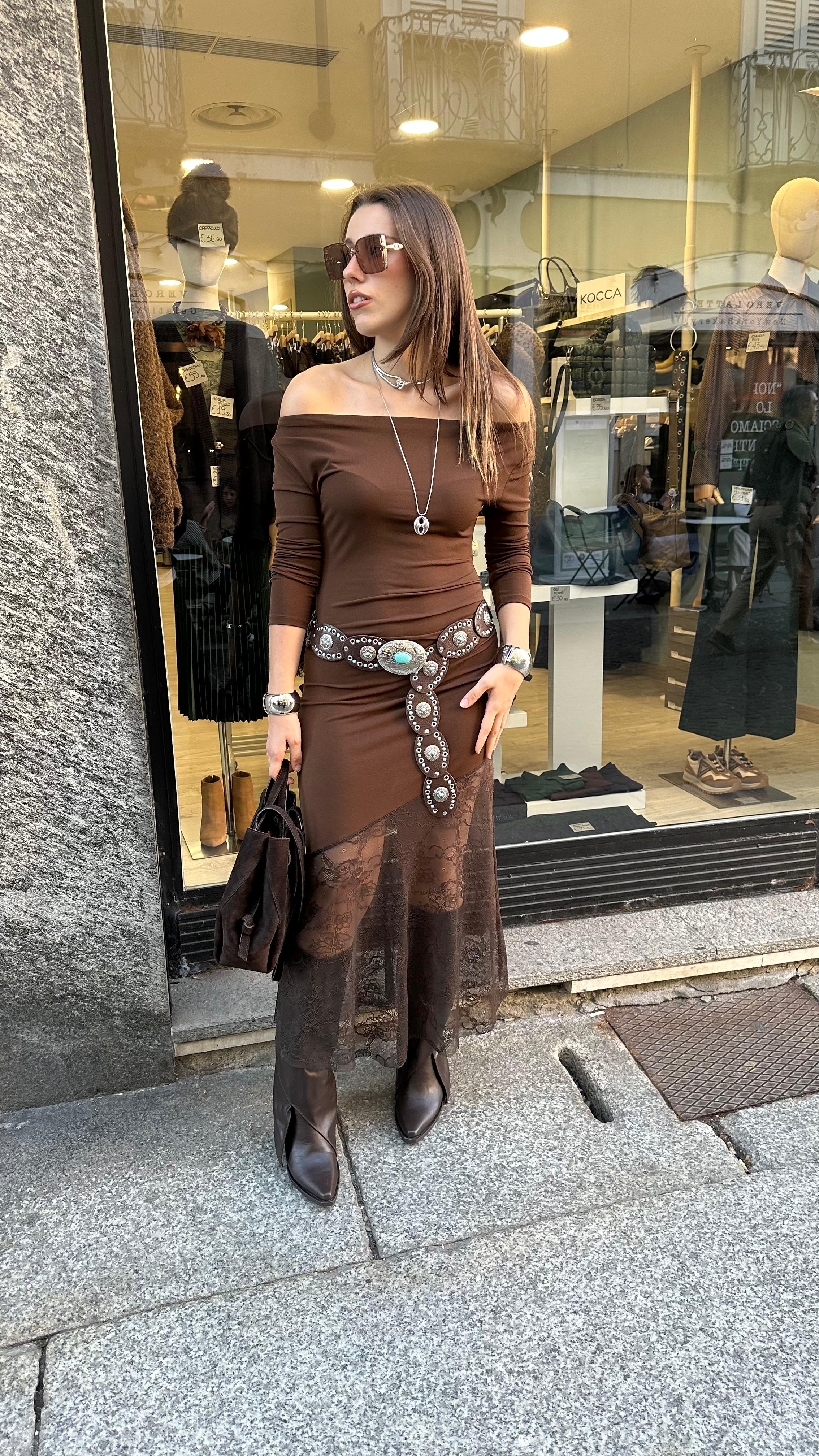 Abito "TECLA" lungo con pizzo