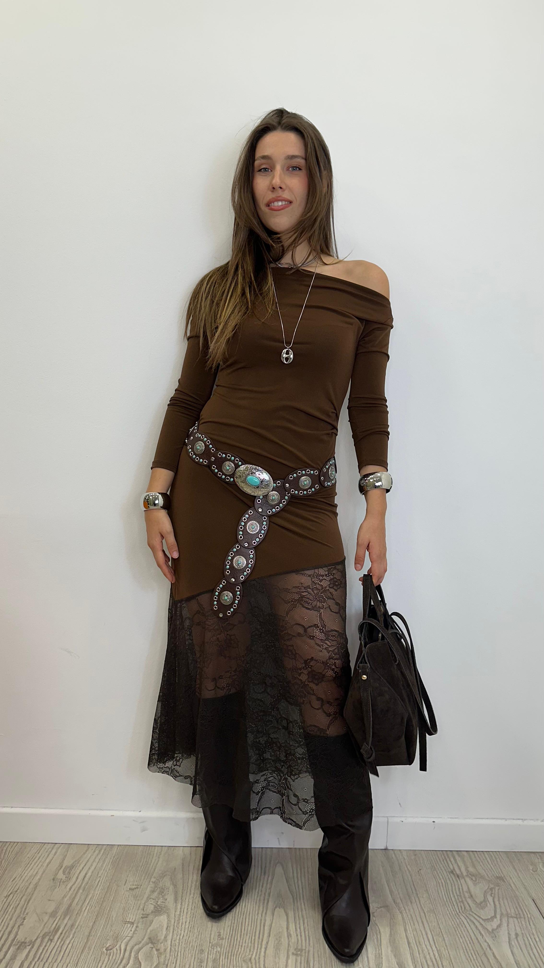 Abito "TECLA" lungo con pizzo