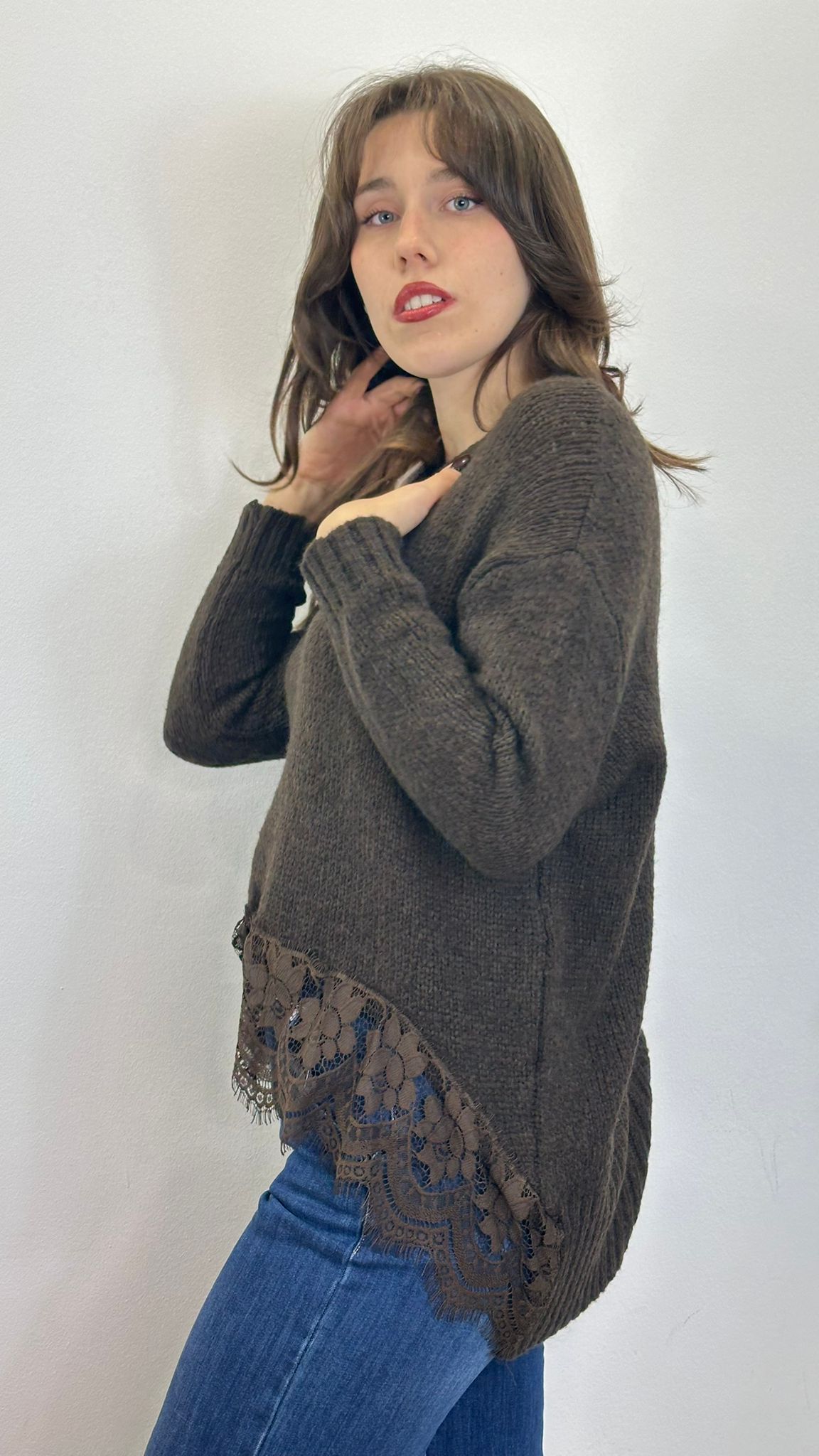 maglione "MILLIE" con dettaglio in pizzo