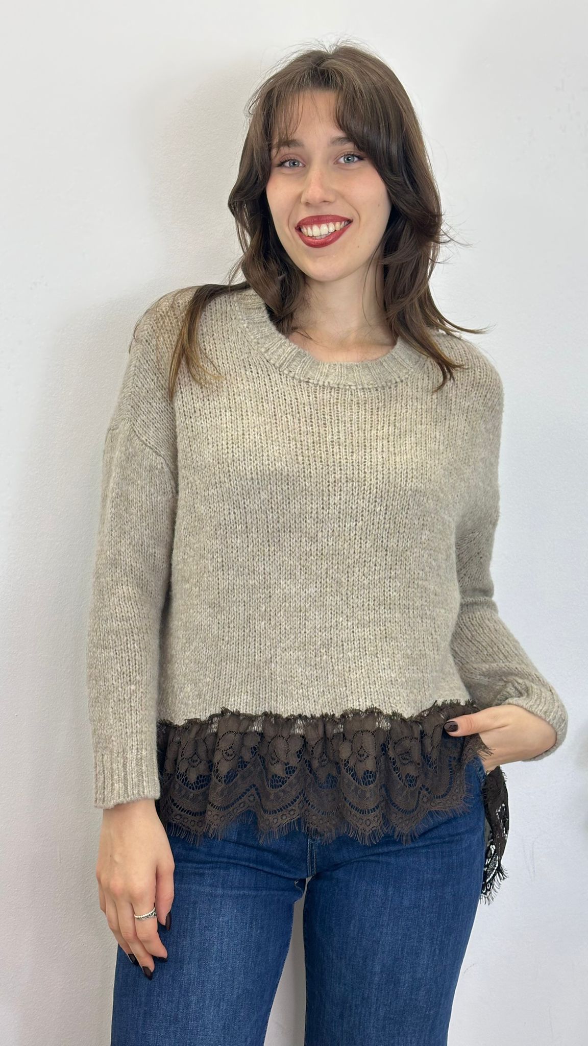 maglione "MILLIE" con dettaglio in pizzo