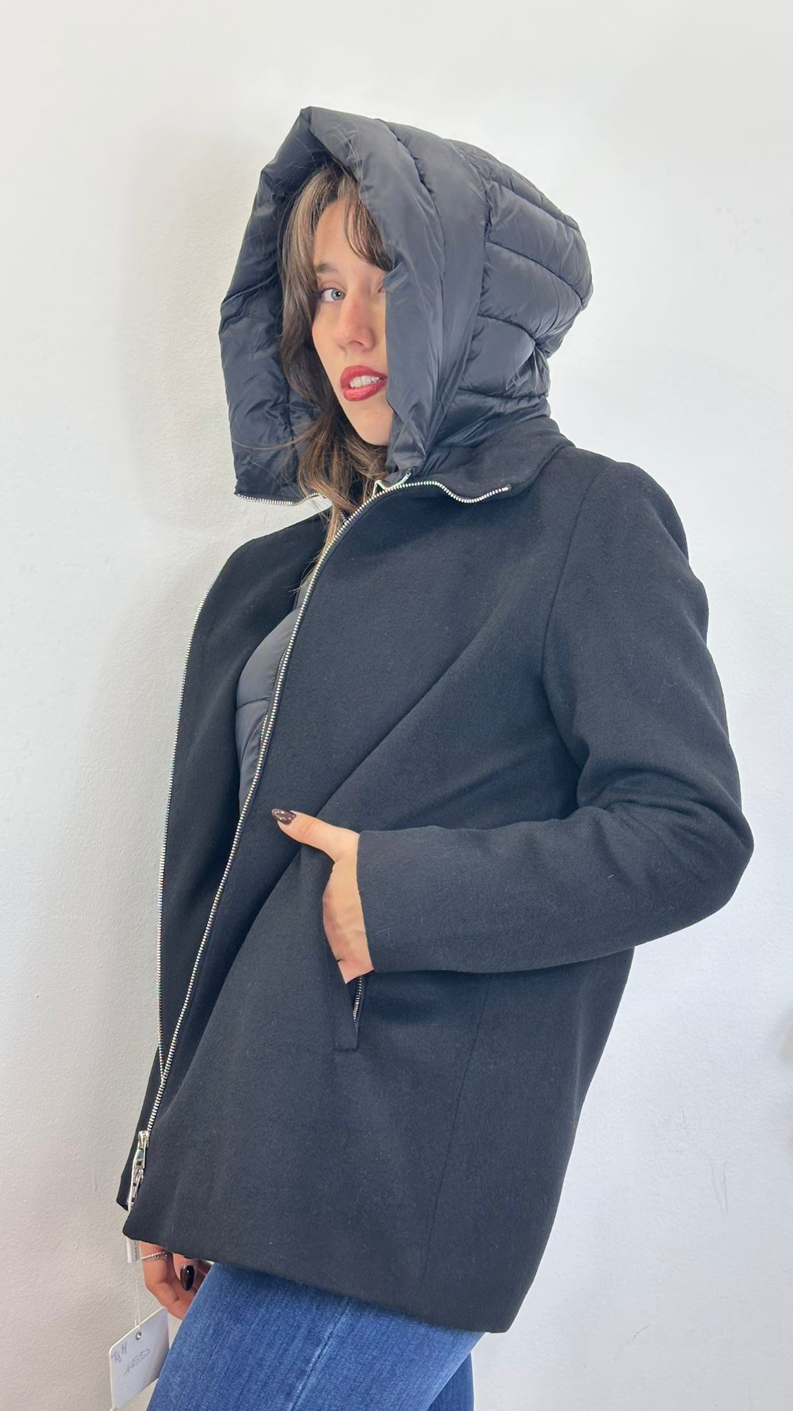cappotto "P62" con inserto piumino-cappuccio removibili