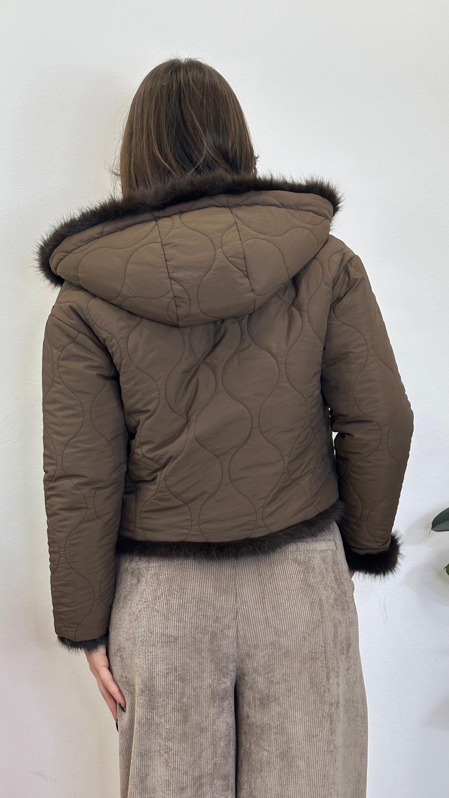 eco-pelliccia "VOLPE" reversibile con cappuccio