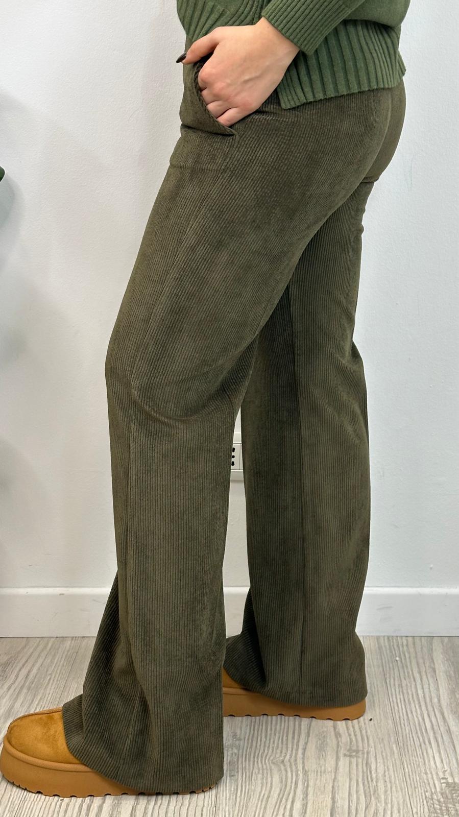 pantalone "LOVE" in velluto a costine