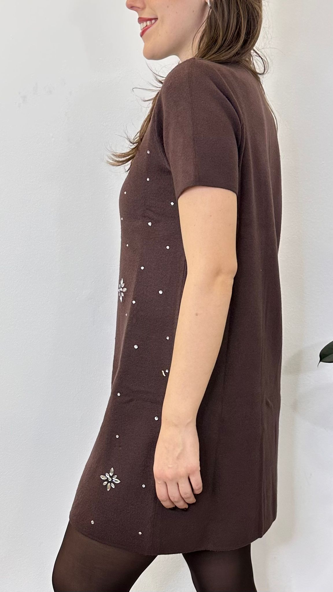 Abito "SNOW"in maglia con dettagli in strass