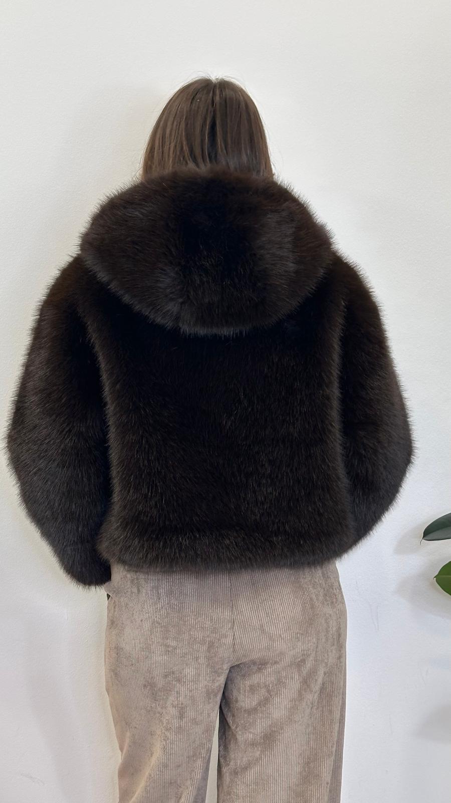 eco-pelliccia "VOLPE" reversibile con cappuccio